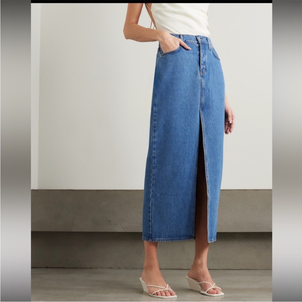 ST. AGNI Organic denim maxi skirt.Size 27. BNWT. MSRP $320.